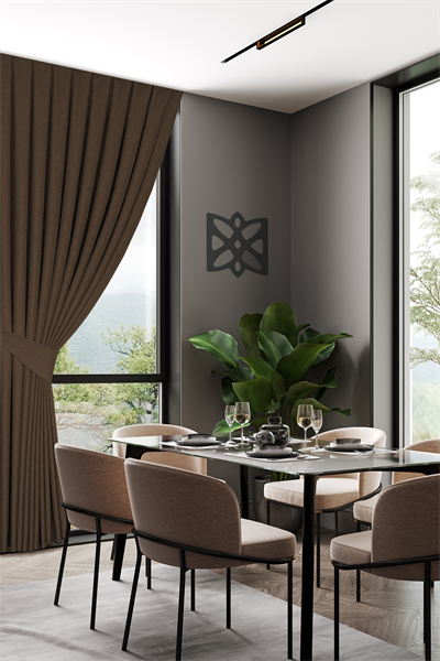 Keten Serisi Kahve Fon Perde