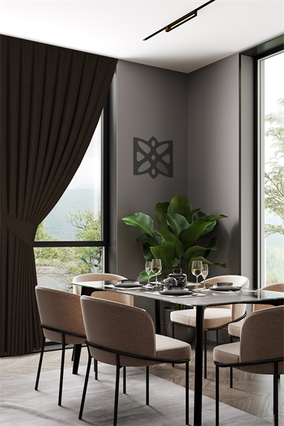 Keten Serisi Koyu Kahve Fon Perde