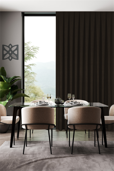 Keten Serisi Koyu Kahve Fon Perde