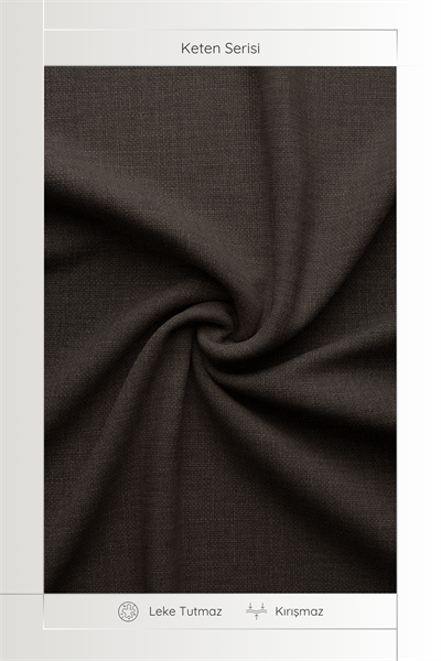 Keten Serisi Koyu Kahve Fon Perde