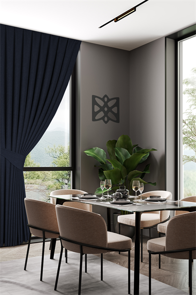 Keten Serisi Lacivert Fon Perde