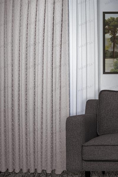 Keten Serisi Ponpon Desen Açık Bej Fon Perde