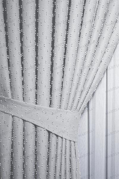 Keten Serisi Ponpon Desen Açık Gri Fon Perde