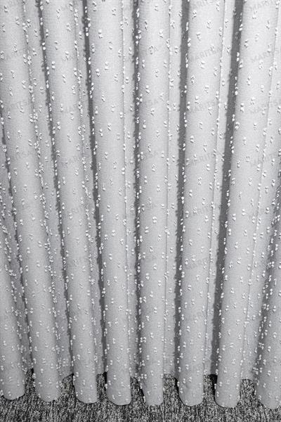 Keten Serisi Ponpon Desen Açık Gri Fon Perde