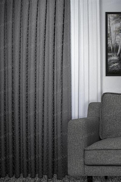 Keten Serisi Ponpon Desen Antrasit Fon Perde