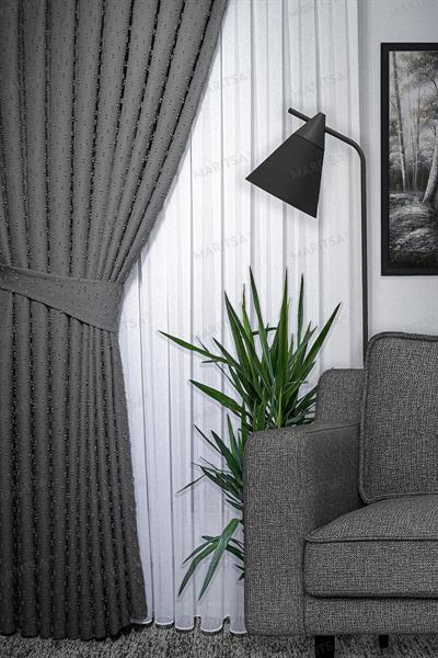 Keten Serisi Ponpon Desen Antrasit Fon Perde