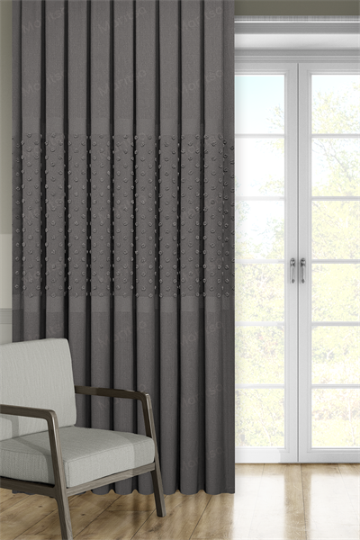 Keten Serisi Ponpon Desen Antrasit Pano Fon Perde