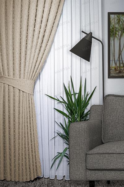 Keten Serisi Ponpon Desen Bal Köpüğü Fon Perde