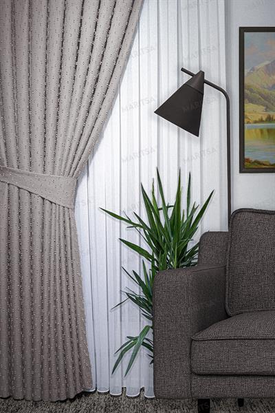 Keten Serisi Ponpon Desen Bej Fon Perde