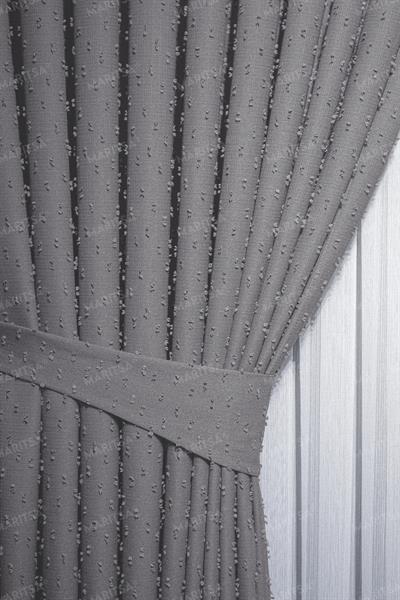 Keten Serisi Ponpon Desen Bohem Gri Fon Perde