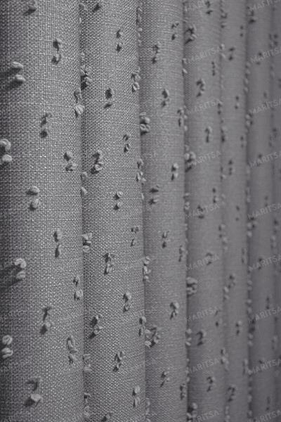 Keten Serisi Ponpon Desen Bohem Gri Fon Perde