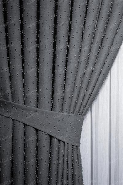 Keten Serisi Ponpon Desen Füme Fon Perde