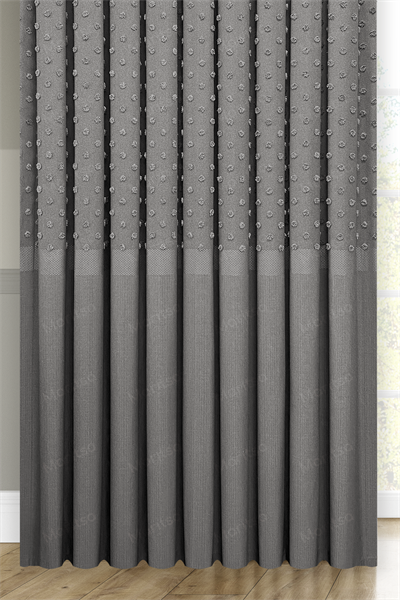 Keten Serisi Ponpon Desen Gri Pano Fon Perde