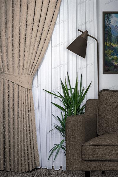 Keten Serisi Ponpon Desen Hasır Fon Perde