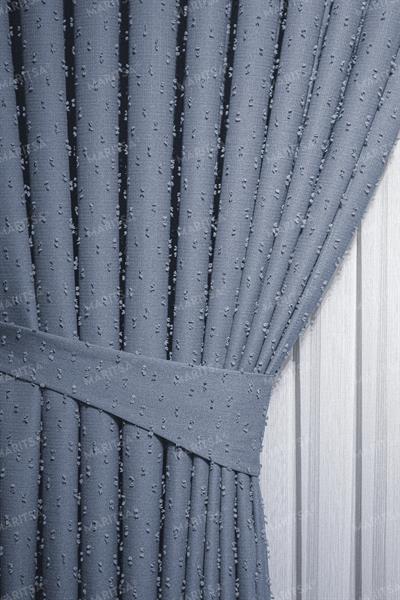 Keten Serisi Ponpon Desen İndigo Fon Perde