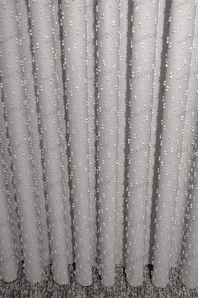 Keten Serisi Ponpon Desen Koyu Taş Fon Perde