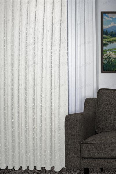 Keten Serisi Ponpon Desen Krem Fon Perde