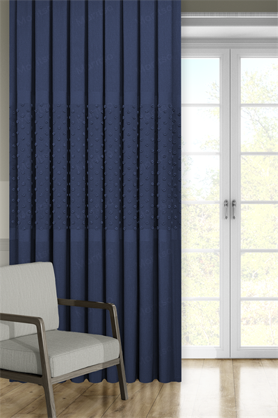 Keten Serisi Ponpon Desen Lacivert Pano Fon Perde