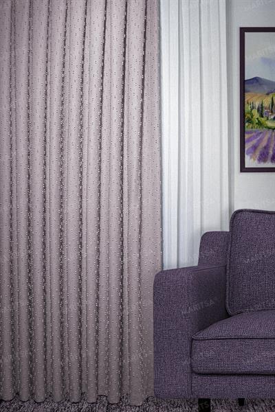 Keten Serisi Ponpon Desen Pudra Fon Perde