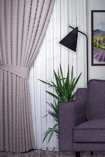 Keten Serisi Ponpon Desen Pudra Fon Perde