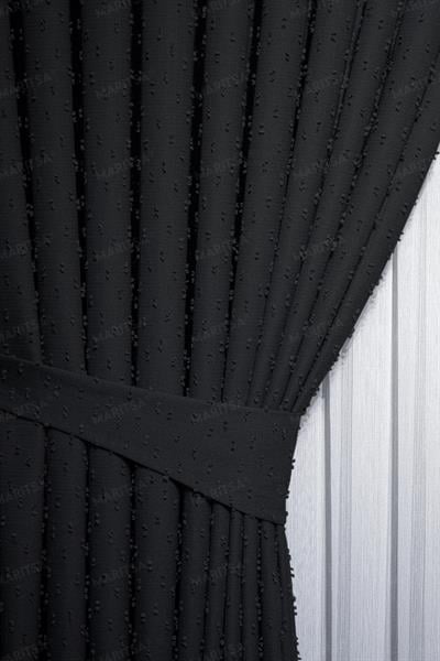 Keten Serisi Ponpon Desen Siyah Fon Perde