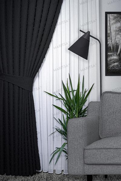 Keten Serisi Ponpon Desen Siyah Fon Perde