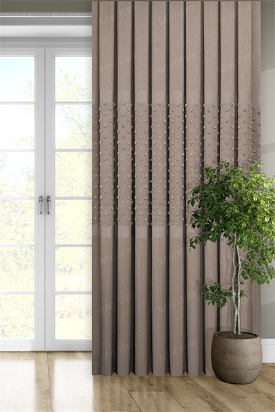 Keten Serisi Ponpon Desen Sütlü Kahve Pano Fon Perde