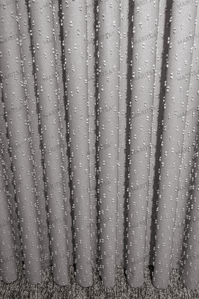 Keten Serisi Ponpon Desen Sütlü Kahve Fon Perde