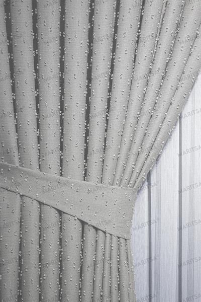 Keten Serisi Ponpon Desen Taş Fon Perde