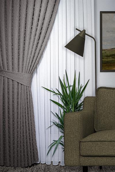 Keten Serisi Ponpon Desen Vizon Fon Perde