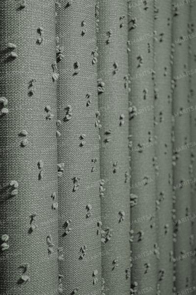 Keten Serisi Ponpon Desen Yeşil Fon Perde