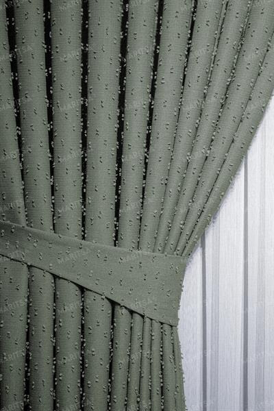 Keten Serisi Ponpon Desen Yeşil Fon Perde