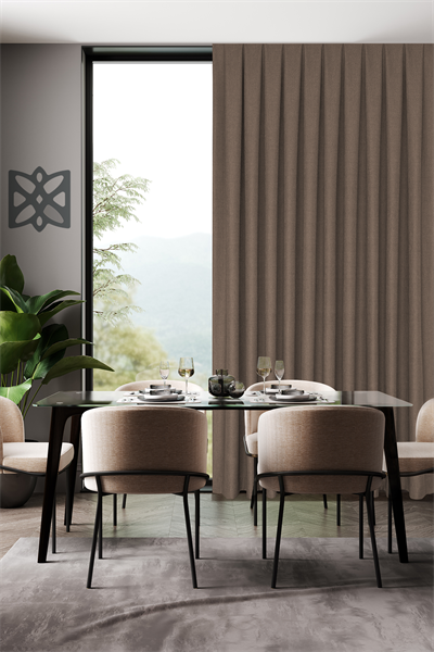 Keten Serisi Sütlü Kahve Fon Perde