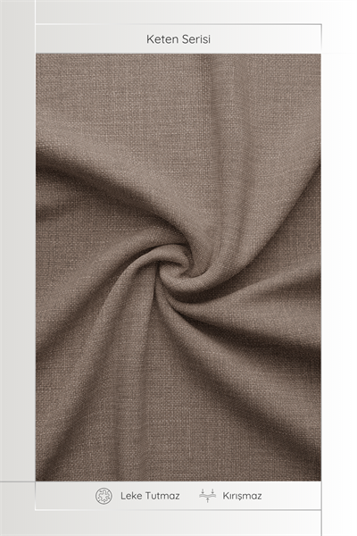 Keten Serisi Sütlü Kahve Fon Perde