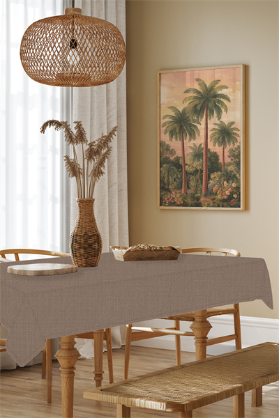 Keten Serisi Sütlü Kahve Masa Örtüsü