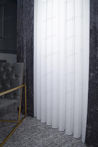 Krep Serisi Ahu Desen Ekru Tül Perde