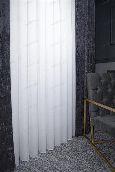 Krep Serisi Ahu Desen Ekru Tül Perde