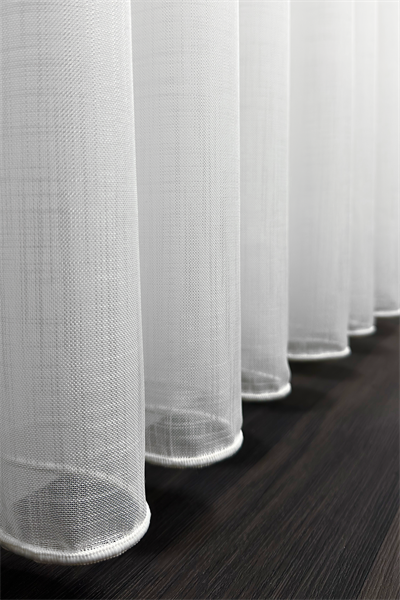 Krep Serisi Yoğun Keten Efektli Parlak Zemin Ekru Tül Perde