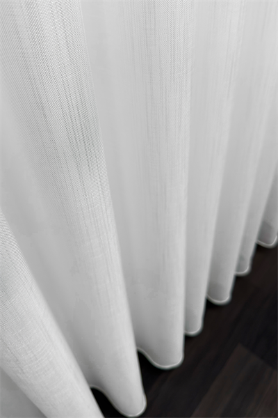 Krep Serisi Yoğun Keten Efektli Parlak Zemin Ekru Tül Perde