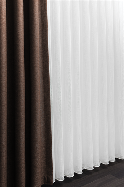 Krep Serisi Yoğun Keten Efektli Parlak Zemin Ekru Tül Perde