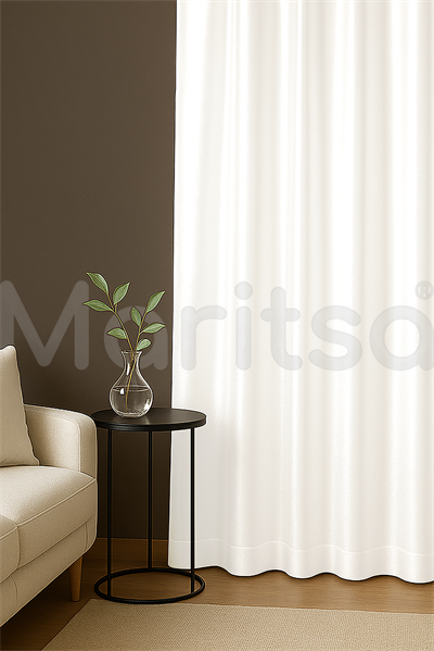 Lüks Saten Krem(Ekru, Kırık Beyaz) Güneşlik Perde