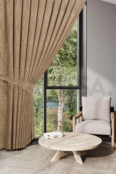 Nevada Serisi Jakarlı Dal Desen Bal Köpüğü Fon Perde