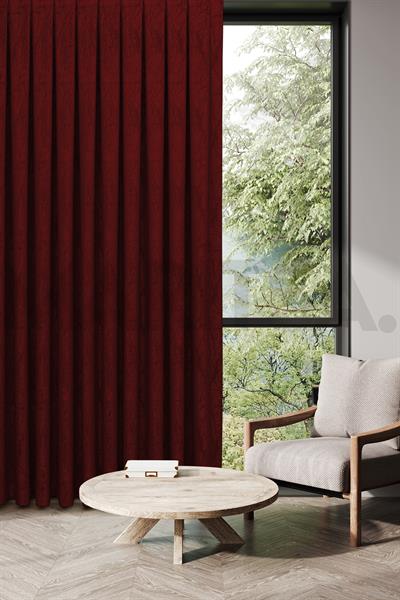 Nevada Serisi Jakarlı Dal Desen Bordo Fon Perde