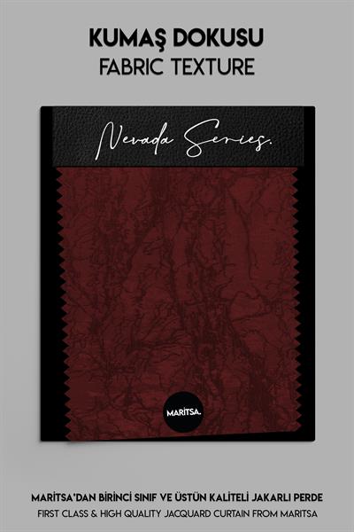 Nevada Serisi Jakarlı Dal Desen Bordo Fon Perde