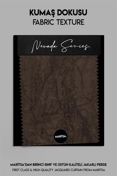 Nevada Serisi Jakarlı Dal Desen Kahve Fon Perde