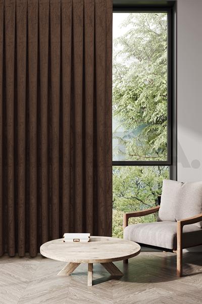 Nevada Serisi Jakarlı Dal Desen Kahve Fon Perde