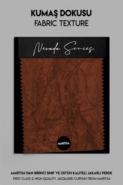 Nevada Serisi Jakarlı Dal Desen Kiremit Fon Perde