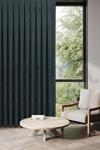 Nevada Serisi Jakarlı Dal Desen Petrol Fon Perde