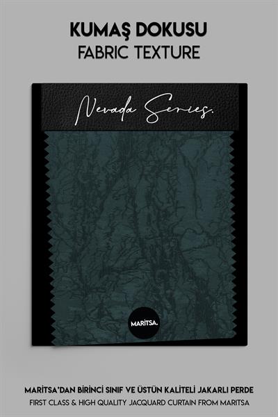 Nevada Serisi Jakarlı Dal Desen Petrol Fon Perde