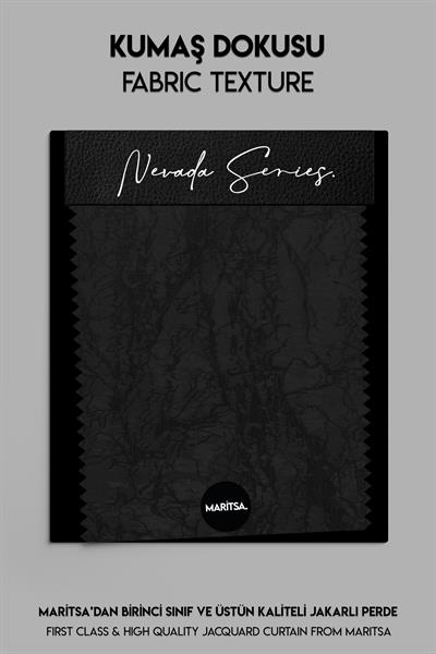 Nevada Serisi Jakarlı Dal Desen Siyah Fon Perde